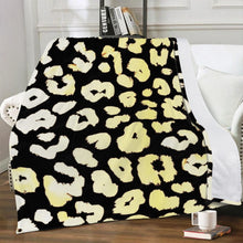 Load image into Gallery viewer, Ti Amo I love you - Exclusive Brand  - Black with Citrine White &amp; Picasso Animal Print - Micro Fleece Blankets
