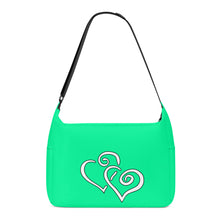 Load image into Gallery viewer, Ti Amo I love you - Exclusive Brand - Medium Spring Green - Double White Heart - Journey Computer Shoulder Bag
