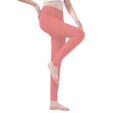 Load image into Gallery viewer, Ti Amo I love you - Exclusive Brand   - Light Coral - White Daisy -  Yoga Leggings
