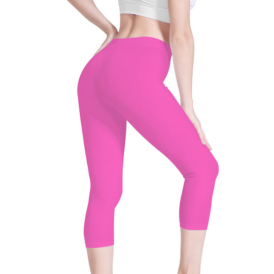 Ti Amo I love you - Exclusive Brand  - Hot Pink - Angry Fish - Capri Yoga Leggings - Sizes XS-3XL