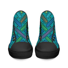 Load image into Gallery viewer, Ti Amo I love you - Exclusive Brand - Persian Green - Deco Dots -  High-Top Canvas Shoes - Black Soles
