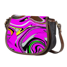 Load image into Gallery viewer, Ti Amo I love you - Exclusive Brand  - Shocking Pink Abstract - Saddle Bag
