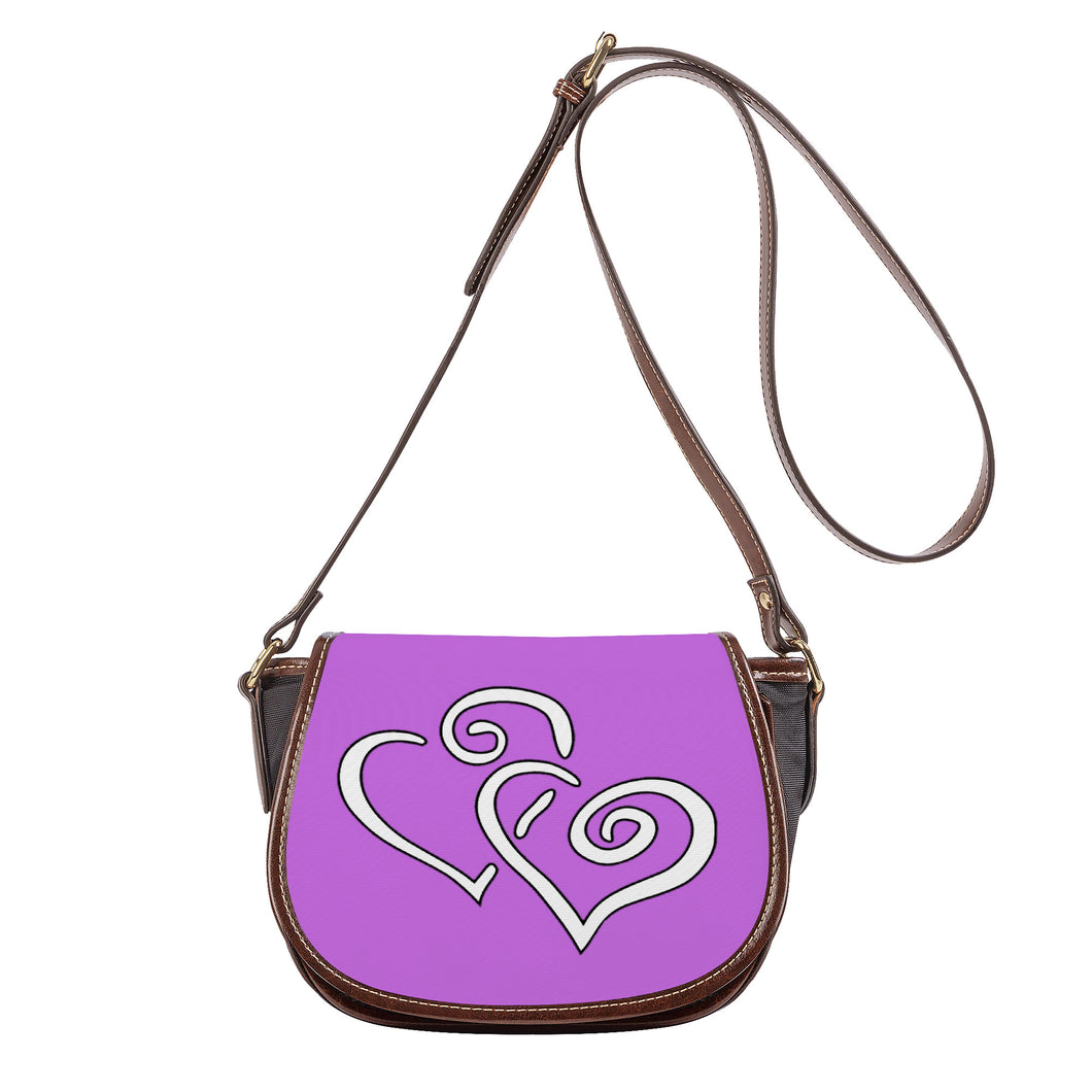 Ti Amo I love you - Exclusive Brand - Lavender - Double White Heart - Saddle Bag