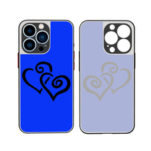 Load image into Gallery viewer, Ti Amo I love you - Exclusive Brand  - Blue Blue Eyes - Double Black Heart - iPhone 13 Matte Back with Soft Texture Edge Case (3 cameras)
