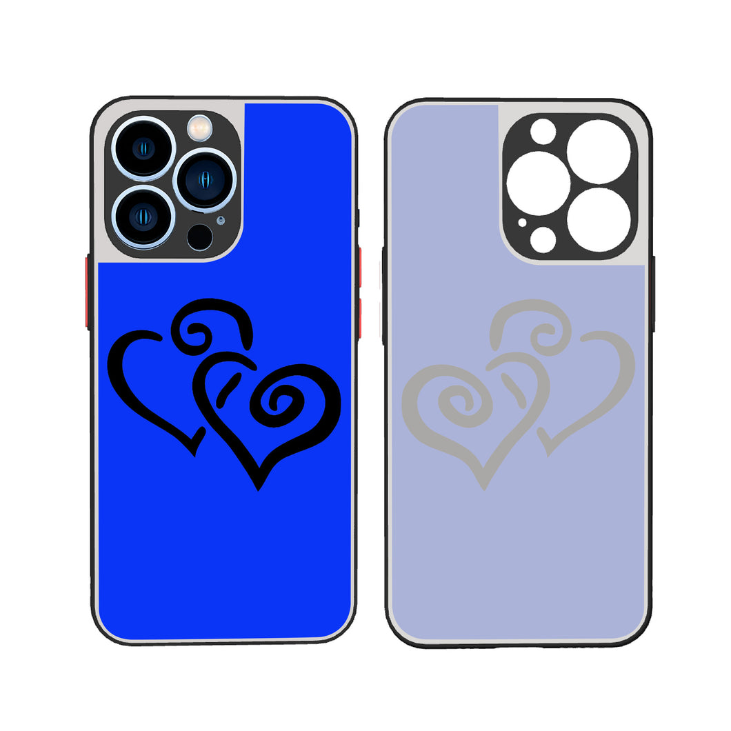 Ti Amo I love you - Exclusive Brand  - Blue Blue Eyes - Double Black Heart - iPhone 13 Matte Back with Soft Texture Edge Case (3 cameras)