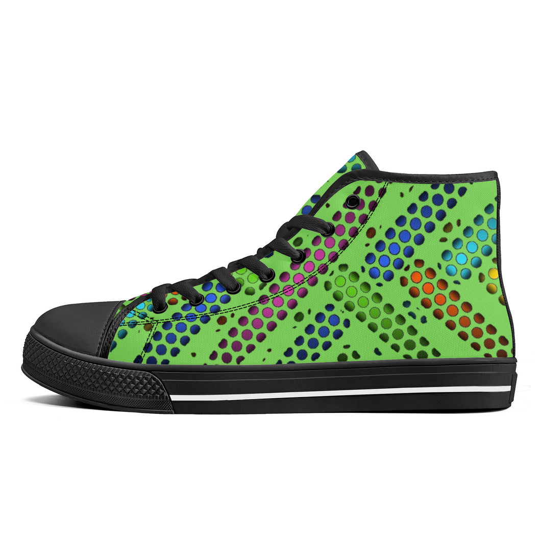 Ti Amo I love you - Exclusive Brand - Pastel Green - Deco Dots - High-Top Canvas Shoes - Black Soles