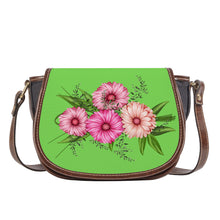 Load image into Gallery viewer, Ti Amo I love you - Exclusive Brand - Pastel Green - Pink Floral - Saddle Bag
