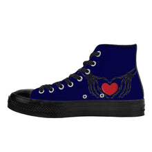 Load image into Gallery viewer, Ti Amo I love you - Exclusive Brand - Stratos - Skeleton Hands with Heart - High Top Canvas Shoes - Black  Soles
