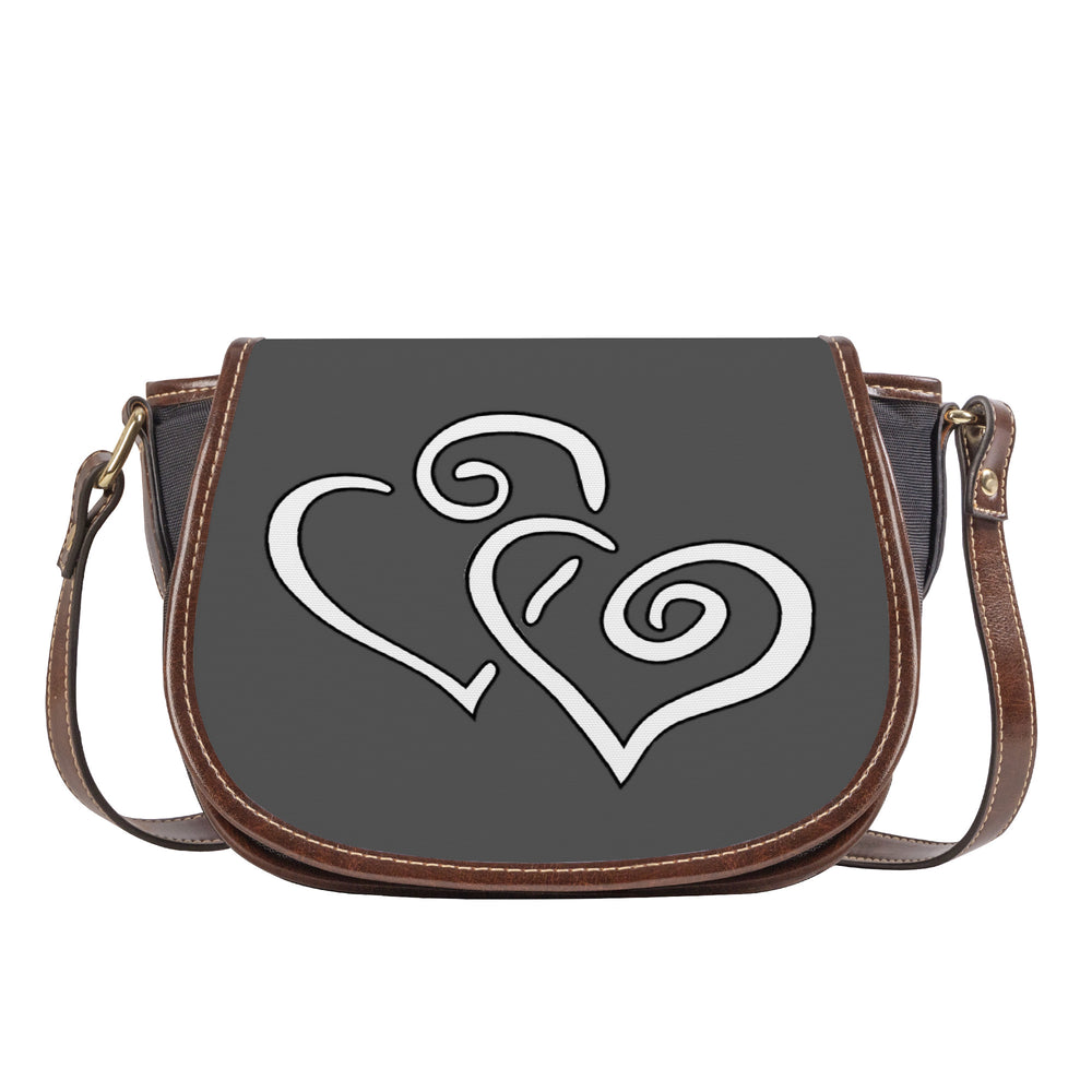 Ti Amo I love you - Exclusive Brand - Davy's Grey - Double White Heart - Saddle Bag
