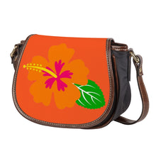 Load image into Gallery viewer, Ti Amo I love you - Exclusive Brand - Orange - Hawaiian Flower - Saddle Bag
