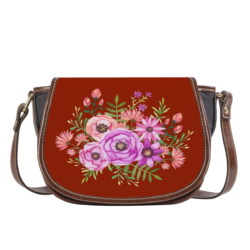 Ti Amo I love you - Exclusive Brand - Dark Red 2 - Floral Bouquet - Saddle Bag