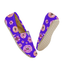 Load image into Gallery viewer, Ti Amo I love you  - Exclusive Brand  - Dark Violet with Flowers -  Womens Casual Flats - Ladies  Driving Shoes
