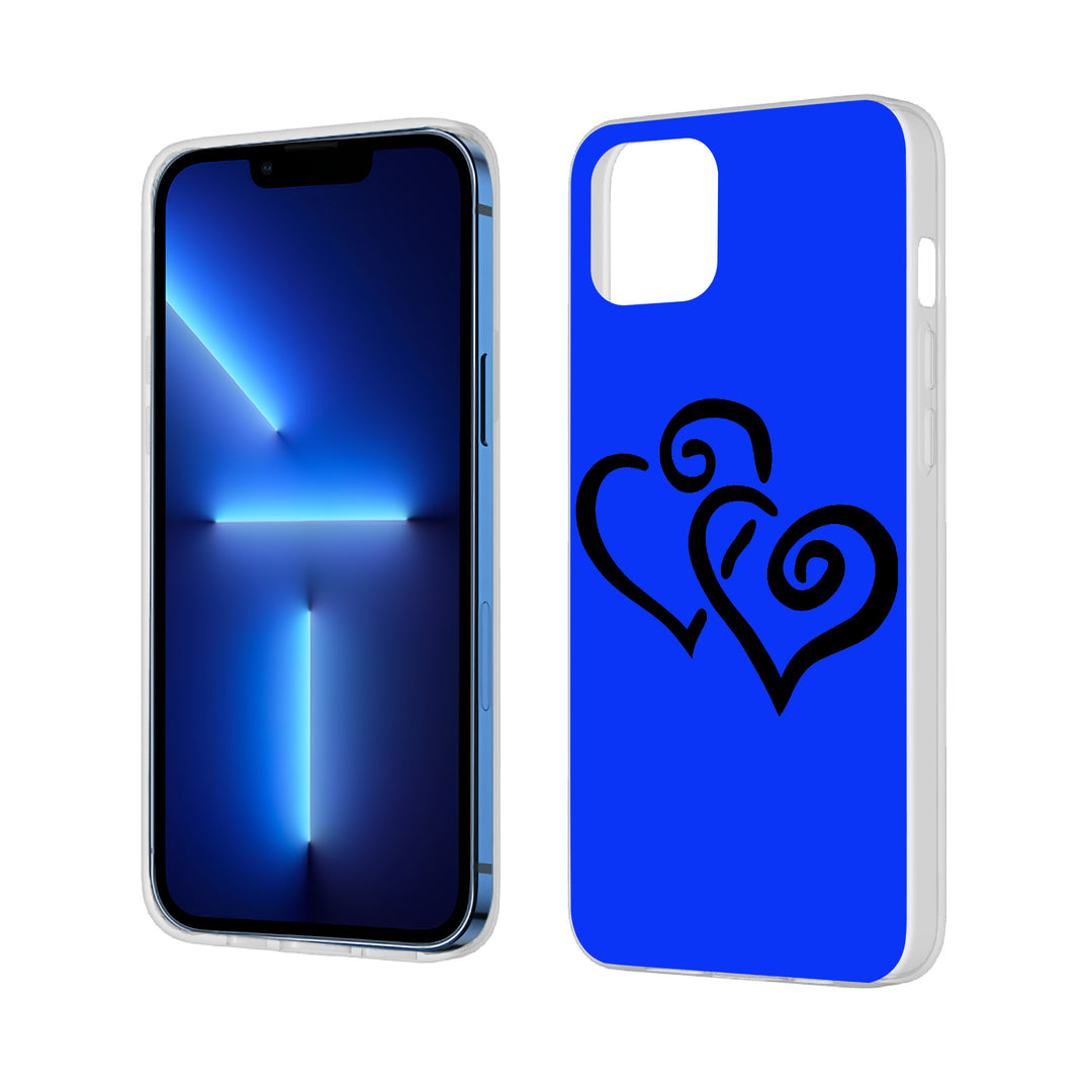 Ti Amo I love you Exclusive Brand - Blue Blue Eyes  - Double Black Heart  - iPhone 13 Transparent Case (2 cameras)