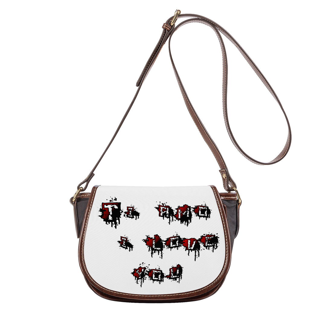 Ti Amo I love you - Exclusive Brand - White with Lettering - Saddle Bag