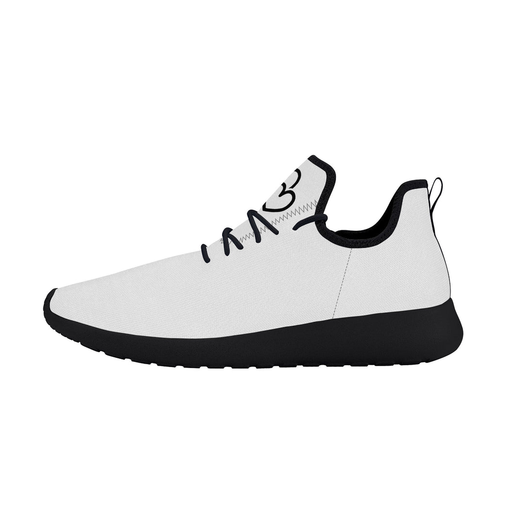 Ti Amo I love you - Exclusive Brand  - White - Double Black Heart - Lightweight Mesh Knit Sneaker - Black Soles