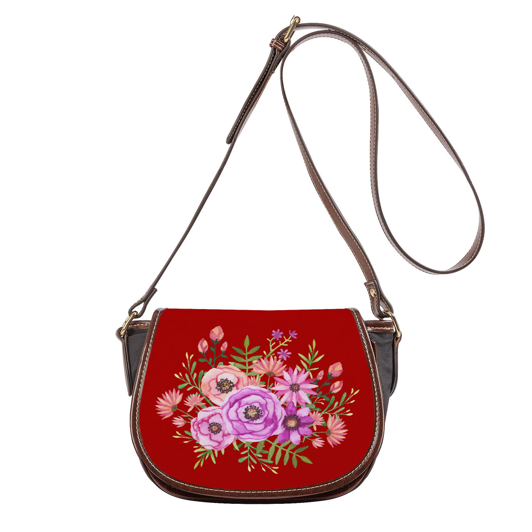 Ti Amo I love you - Exclusive Brand - 49 ers Red - Floral Bouquet - Saddle Bag