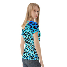 Load image into Gallery viewer, Ti Amo I love you - Exclusive Brand  - Curious Blue / Bright Turquoise  / Ice Cold Leopard - Women&#39;s T shirt
