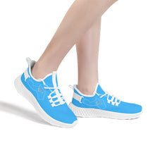 Load image into Gallery viewer, Ti Amo I love you - Exclusive Brand  - Medium Cyan Blue - Double Heart - Womens Mesh Knit Shoes - White Soles
