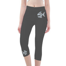 Load image into Gallery viewer, Ti Amo I love you - Exclusive Brand  - Davy&#39;s Grey - Angry Fish - Capri Yoga Leggings - Sizes XS-3XL
