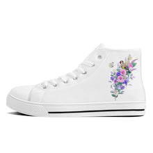 Load image into Gallery viewer, Ti Amo I love you - Exclusive Brand - Floral / Bird/ Butterfly - Womens High-Top Canvas Shoes - White Soles
