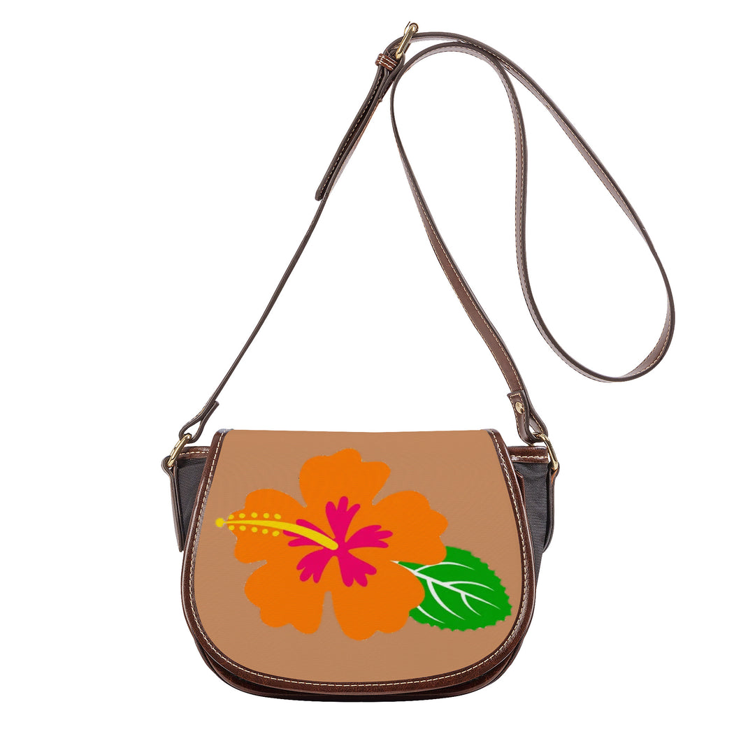 Ti Amo I love you - Exclusive Brand - Whiskey - Hawaiian Flower -  Saddle Bag