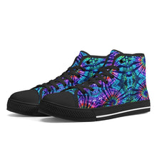 Load image into Gallery viewer, Ti Amo I love you - Exclusive Brand - Blue Zodiac, Curious Blue, Malachite, Purple Heart -Tie-Dye - High-Top Canvas Shoes - Black
