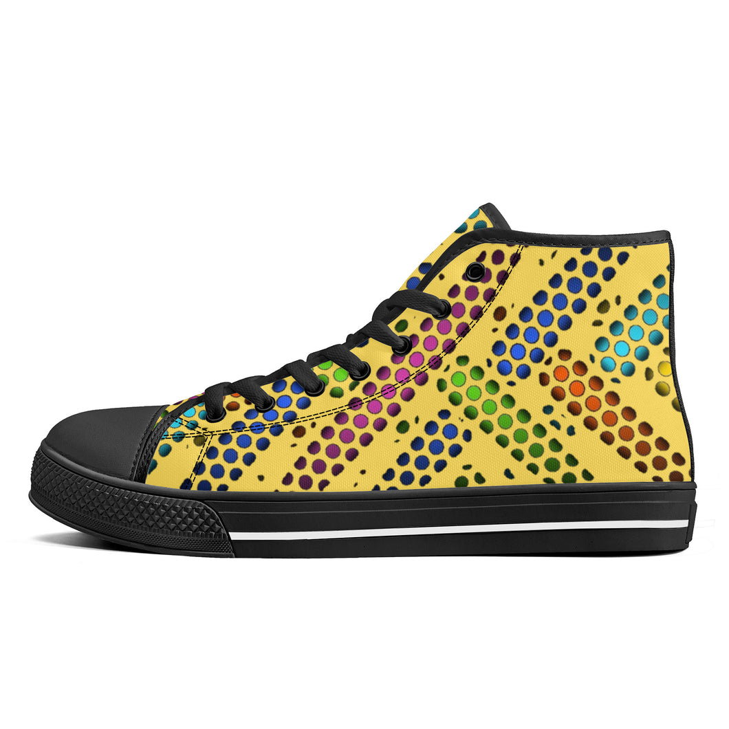 Ti Amo I love you - Exclusive Brand - Mistard Yellow - Dot Deco - High-Top Canvas Shoes - Black Soles