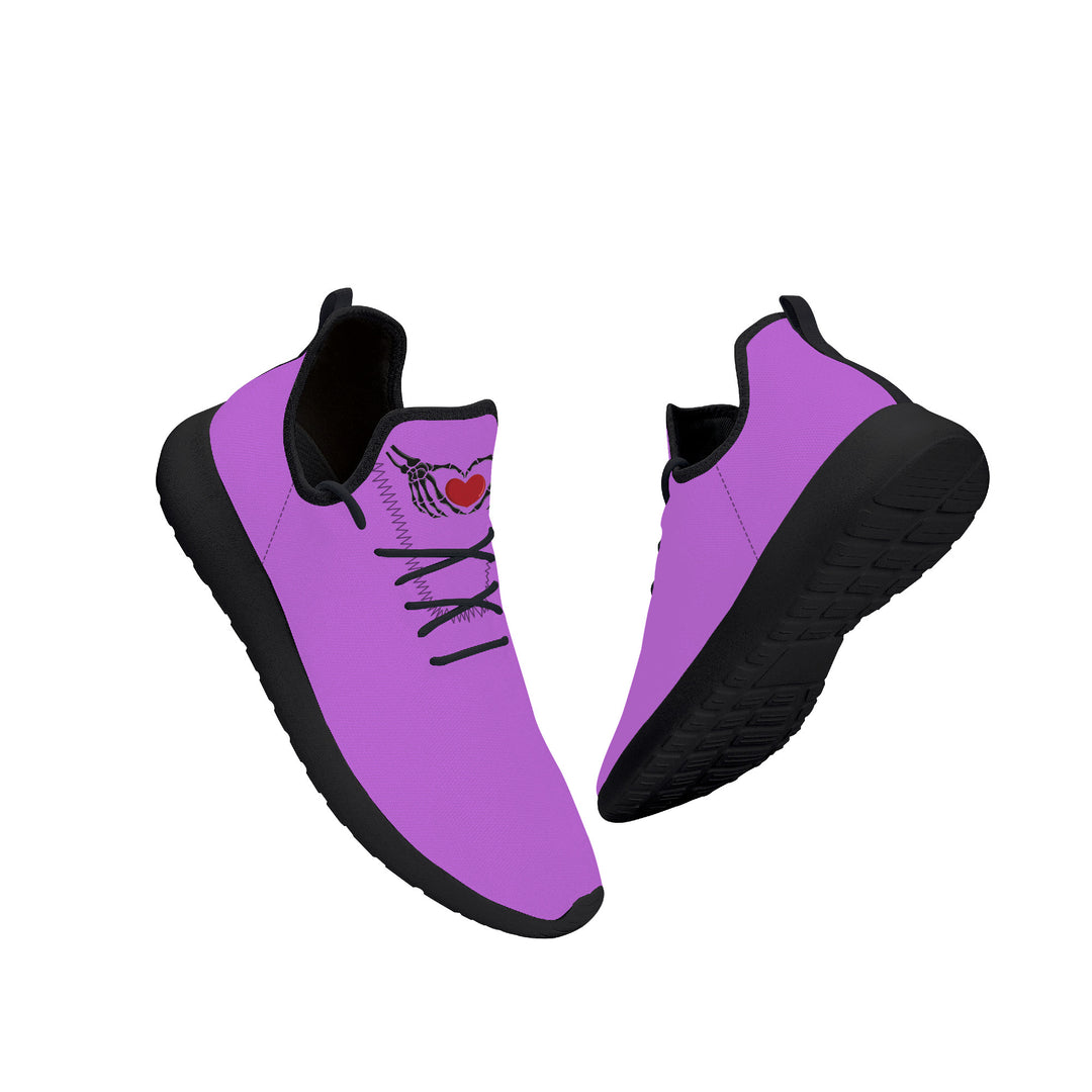 Ti Amo I love you - Exclusive Brand - Lavender - Skelton Hands with Heart - Mens / Womens - Lightweight Mesh Knit Sneaker - Black Soles