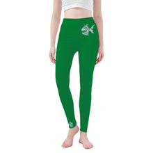 Load image into Gallery viewer, Ti Amo I love you - Exclusive Brand  - Fun Green - Angry Fish  - Womens / Teen Girls  / Womens Plus Size  - Yoga Leggings - Sizes XS-3XL
