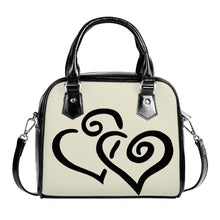 Load image into Gallery viewer, Ti Amo I love you - Exclusive Brand - White Rock - Double Black Heart -  Shoulder Handbag
