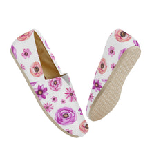 Load image into Gallery viewer, Ti Amo I love you  - Exclusive Brand  - White with Flowers - Womens Casual Flats - Ladies Driving Shoes
