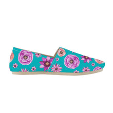 Load image into Gallery viewer, Ti Amo I love you  - Exclusive Brand  - Turquoise with Flowers - Casual Flat Driving Shoe
