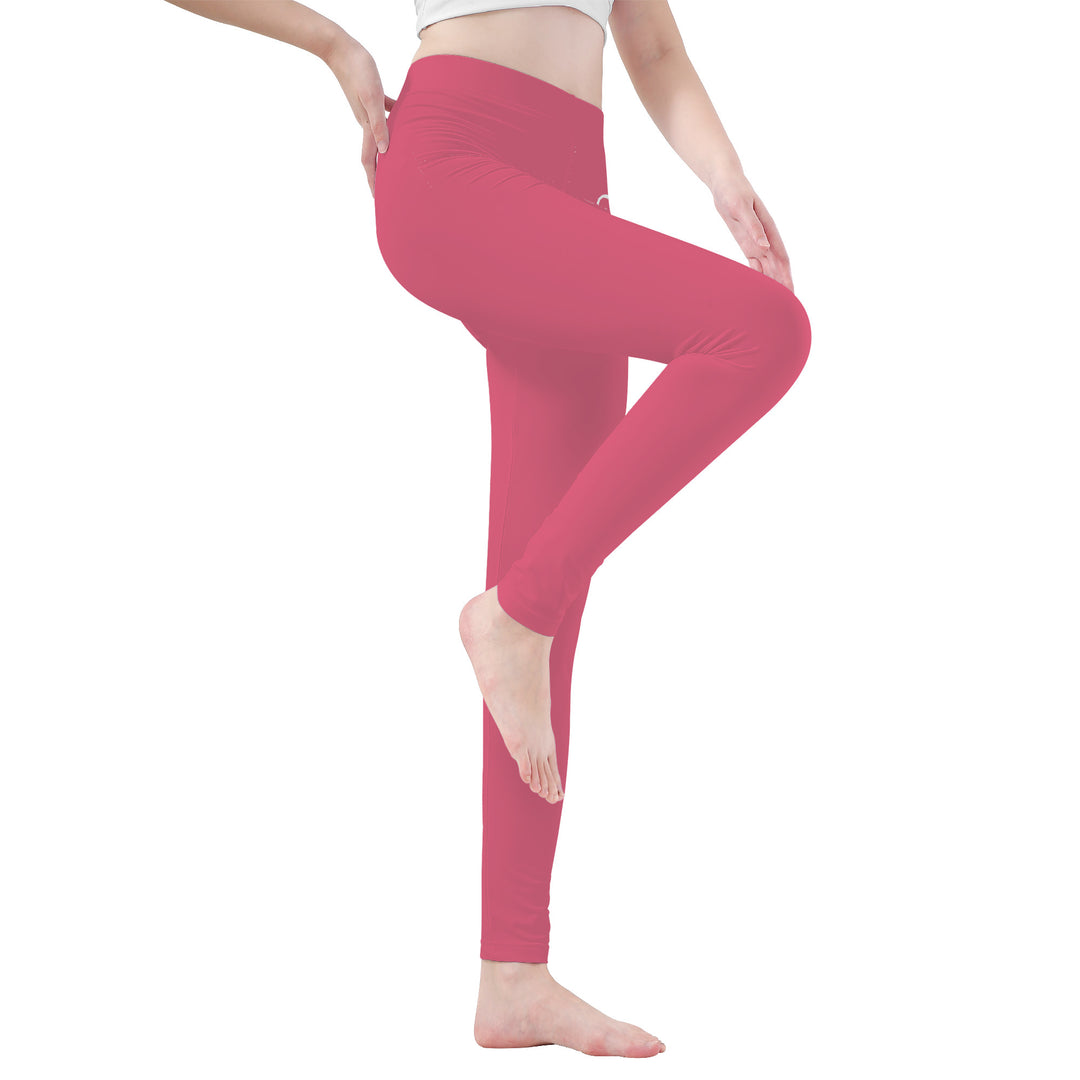 Ti Amo I love you - Exclusive Brand   - Pale Violet Red - White Daisy -  Yoga Leggings
