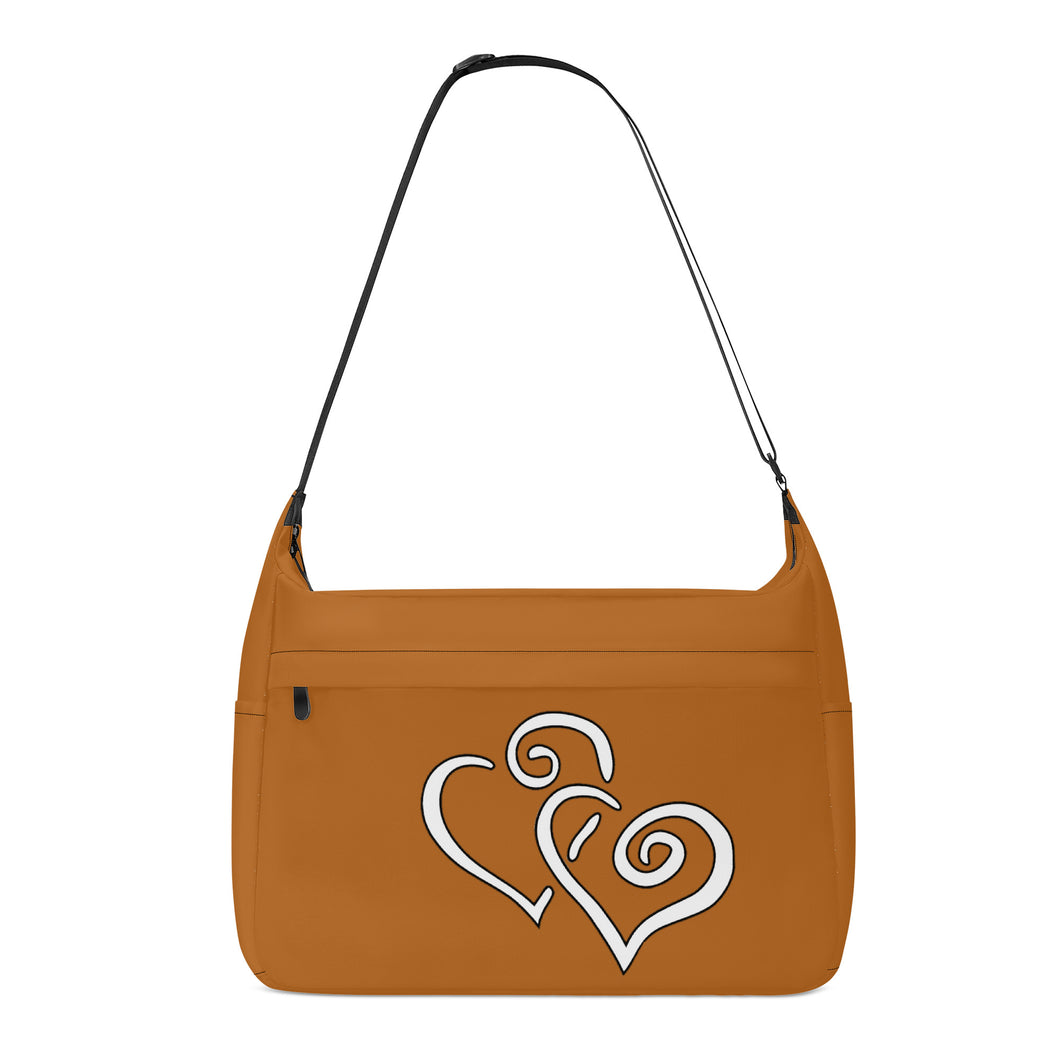 Ti Amo I love you - Exclusive Brand - Light Brown - Double White Heart - Journey Computer Shoulder Bag