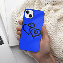 Load image into Gallery viewer, Ti Amo I love you - Exclusive Brand - Blue Blue Eyes - Double Black Heart  - iPhone 14 Glass Case (2 cameras)
