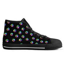 Load image into Gallery viewer, Ti Amo I love you - Exclusive Brand - Paw Prints - High-Top Canvas Shoes - Black Soles
