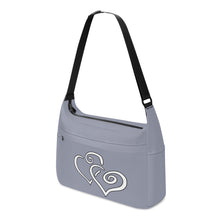 Load image into Gallery viewer, Ti Amo I love you - Exclusive Brand - Manatee Gray - Double White Heart - Journey Computer Shoulder Bag
