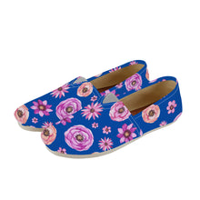 Load image into Gallery viewer, Ti Amo I love you  - Exclusive Brand  - Cobalt Blue with Flowers - Casual Flat Driving Shoe
