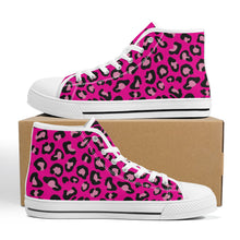 Load image into Gallery viewer, Ti Amo I love you  - Exclusive Brand  - Hollywood Cerise Leopard - High-Top Canvas Shoes - White Soles
