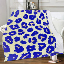 Load image into Gallery viewer, Ti Amo I love you - Exclusive Brand  - Hint of Yellow &amp; Dark Blue Animal Pattern - Micro Fleece Blankets
