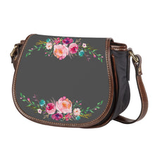 Load image into Gallery viewer, Ti Amo I love you - Exclusive Brand  - Davy&#39;s Grey - Pink Floral -  Saddle Bag
