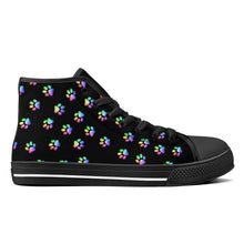 Load image into Gallery viewer, Ti Amo I love you - Exclusive Brand - Paw Prints - High-Top Canvas Shoes - Black Soles
