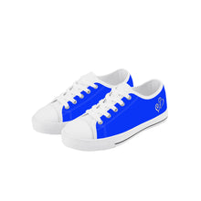 Load image into Gallery viewer, Ti Amo I love you - Exclusive Brand - Blue Blue Eyes - Double White Heart - Kids Low Top Canvas Shoes
