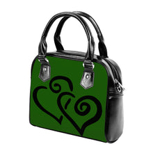 Load image into Gallery viewer, Ti Amo I love you - Exclusive Brand - Lincoln Green - Double Black Heart -  Shoulder Handbag
