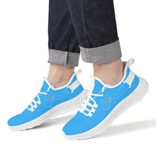 Load image into Gallery viewer, Ti Amo I love you - Exclusive Brand  - Medium Cyan Blue - Double Heart - Womens Mesh Knit Shoes - White Soles
