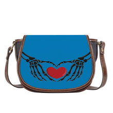 Load image into Gallery viewer, Ti Amo I love you - Exclusive Brand  - Lochmara - Skeleton Hands with Heart - Saddle Bag
