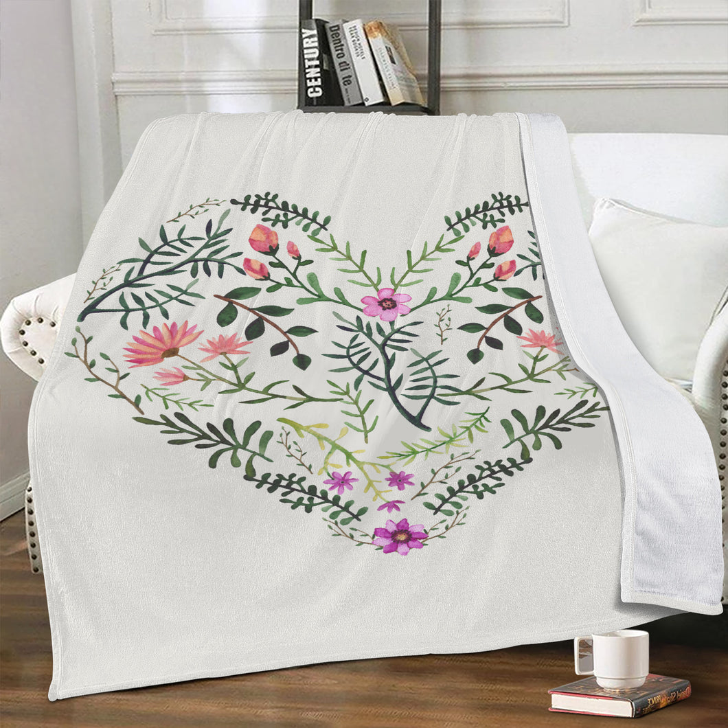 Ti Amo I love you - Exclusive Brand - Westar - Floral Heart - Micro Fleece Blankets