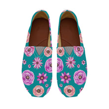 Load image into Gallery viewer, Ti Amo I love you  - Exclusive Brand  - Dark Cyan with Flowers - Casual Flats -  Driving Shoes
