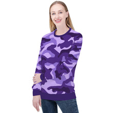 Load image into Gallery viewer, Ti Amo I love you - Exclusive Brand- Minsk, Grape 2, Mauve 2, Fushia Blue &amp; Jacarta Camouflage - Women&#39;s Sweatshirt
