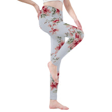 Load image into Gallery viewer, Ti Amo I love you - Exclusive Brand - Gray Floral - Womens / Teen Girls / Womens Plus Size - Yoga Leggings - Sizes XS-3XL
